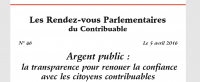 Rendez-vous parlementaires n°46 : &quot;Argent public : la transparence pour renouer la confiance  avec les citoyens contribuables&quot;
